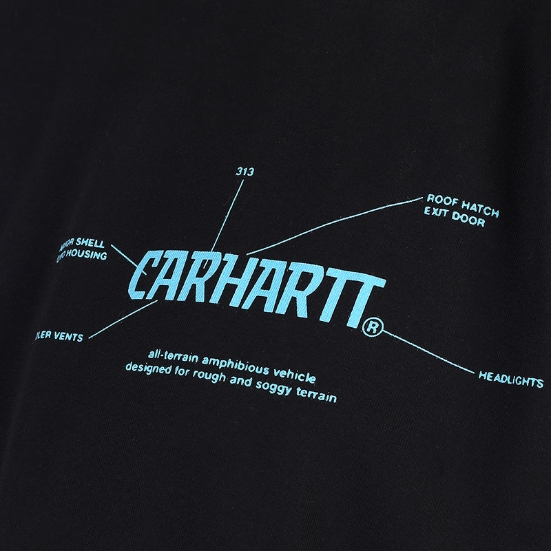 мужская черная футболка Carhartt WIP S/S Blueprint T-Shirt I029979-blk/lgt blue - цена, описание, фото 2